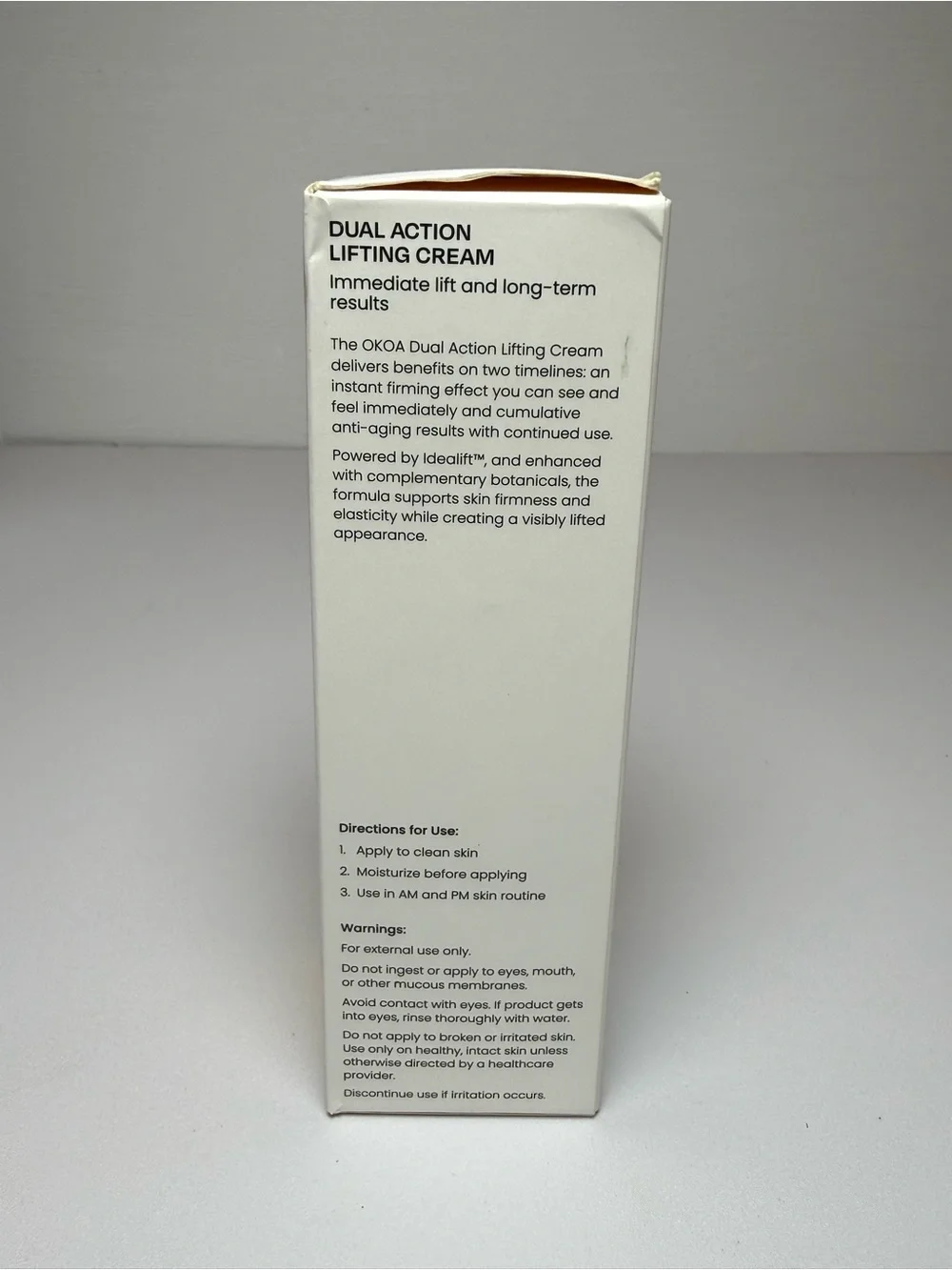 Okoa Dual Action Lifting Cream Hyaluronic Acid Peptides Wrinkle Smoothing 1fl Oz